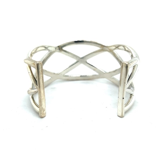 Sterling Silver Wide Wide Celtic Weave Knot Cuff Bracelet - Picture 4 of 5